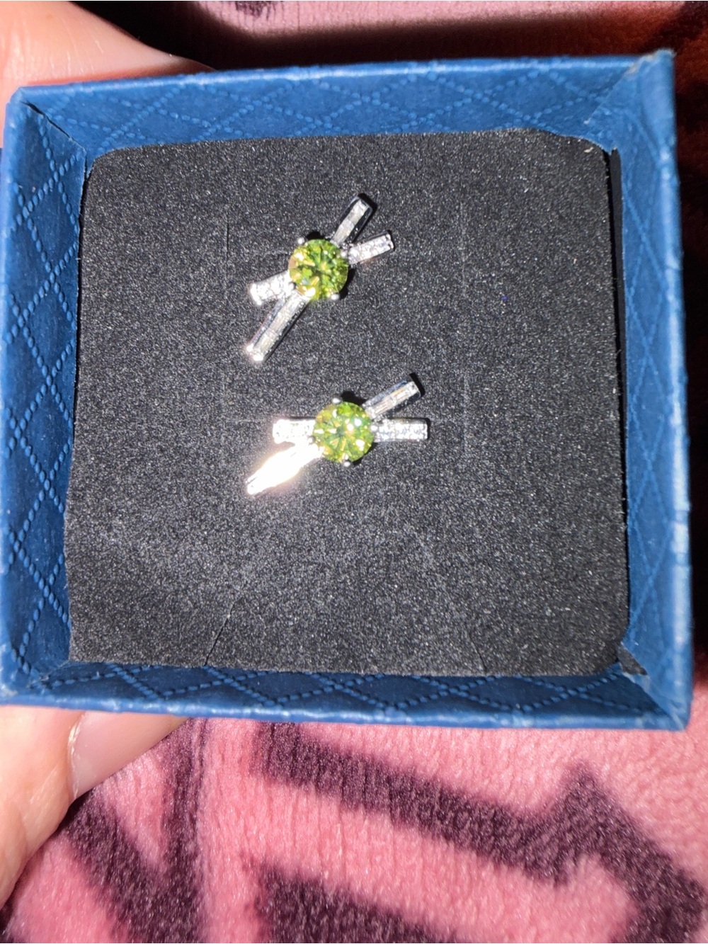BiBi Lime Green Moissanite Bow Stud Earrings with Accents